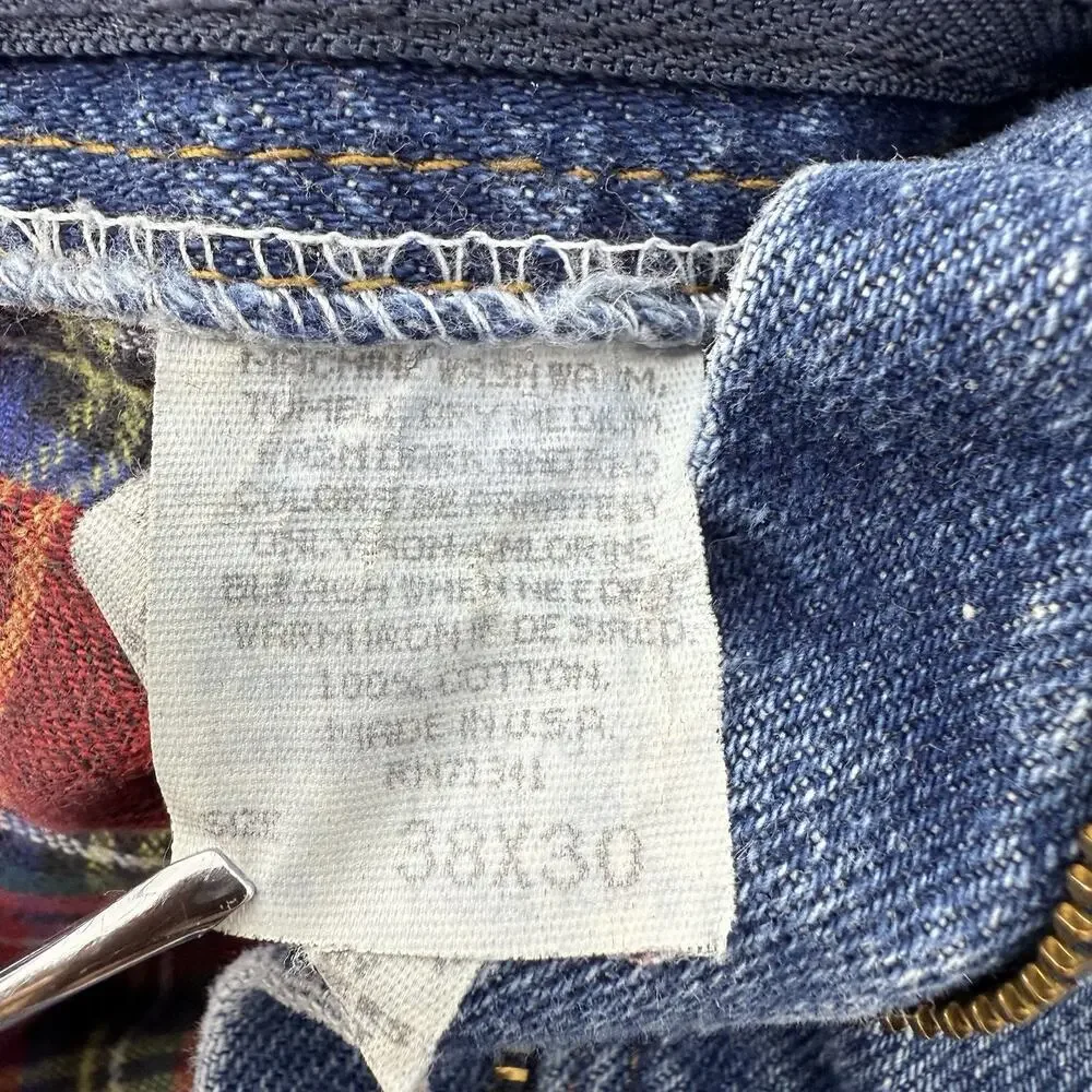 Vtg LL Bean Flannel Lined Jeans 38x30 Blue Denim‎ Winter Work Outdoor Cabin Warm